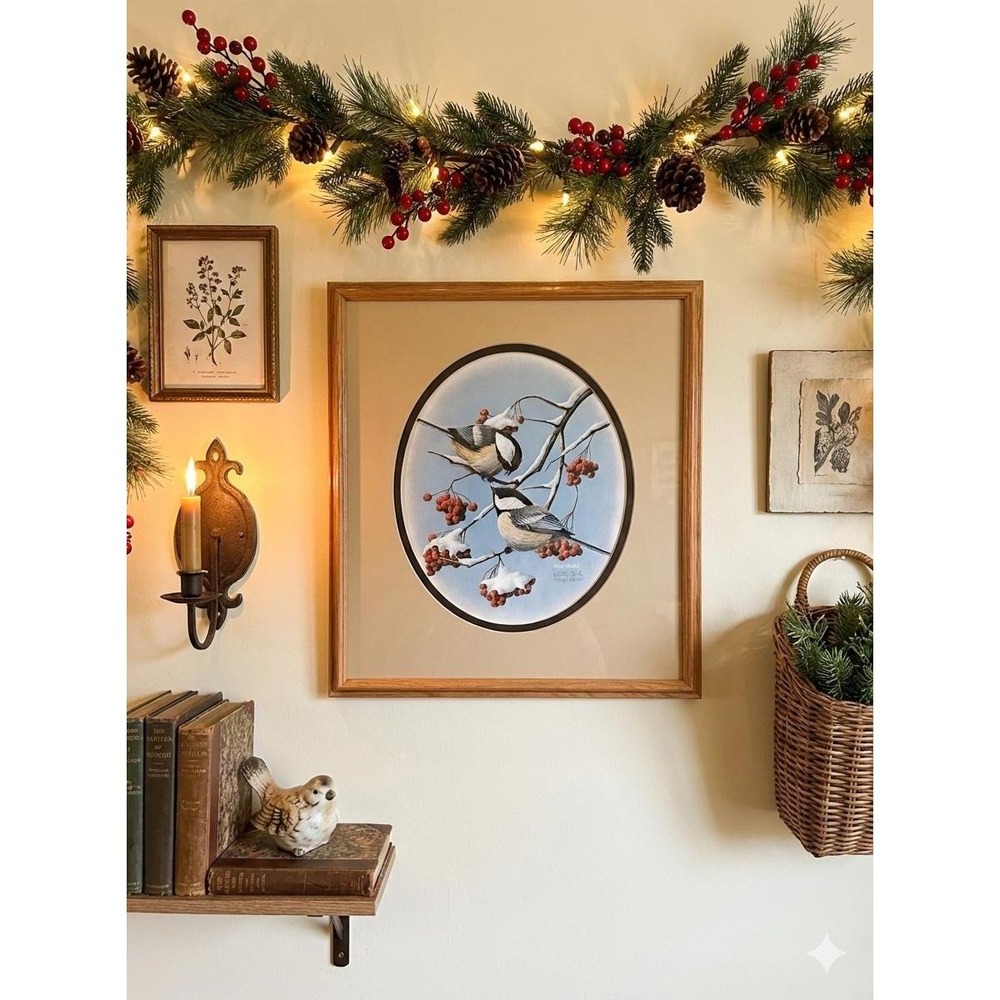 John Bald Signed Limited Edition Chickadee Bird Print Winter Wildlife 1379/1400
